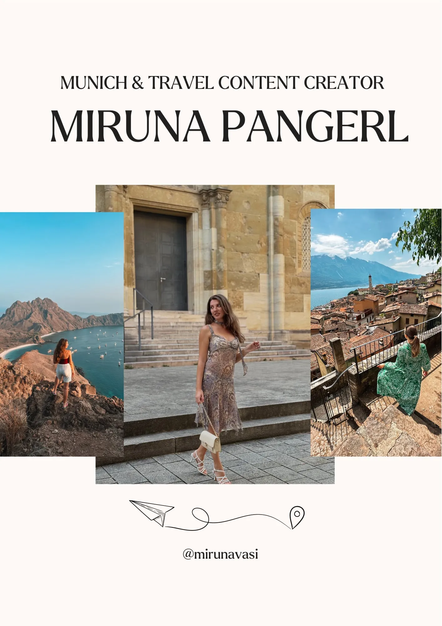 Cover of the 2026 media kit: a collage of three travel photographs under the title Munich & Travel Content Creator.